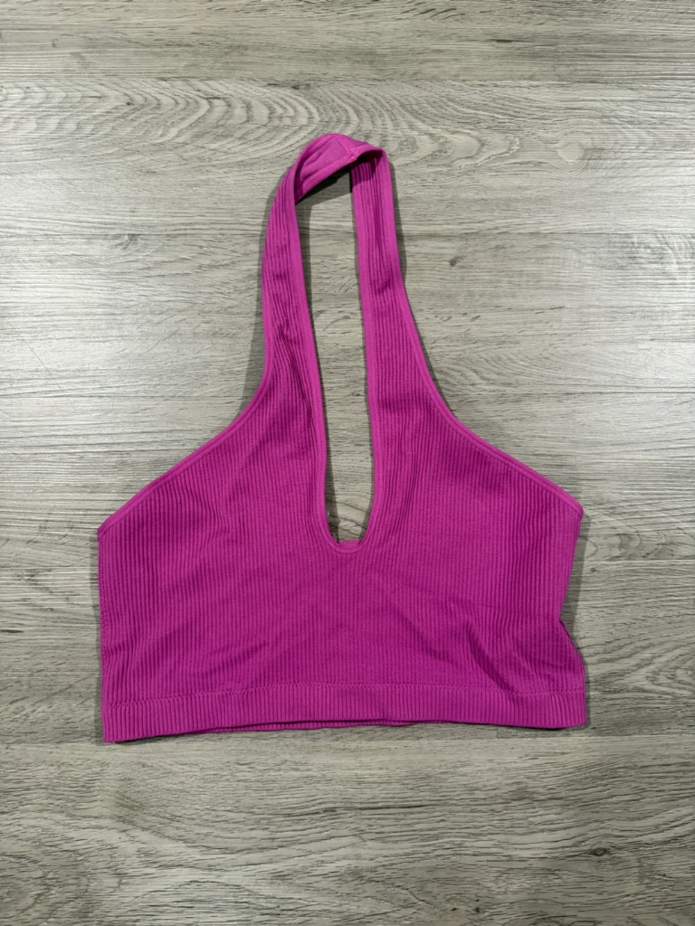 Garage Women’s Halter Ribbed - Fuchsia Crop Top